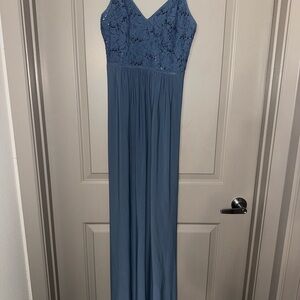 Chic Blue Lace Maxi Dress